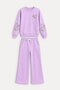 Lilac Girls' 3-Thread Embroidered Floral Wide-Leg Sweatpants Set 25005 - 5