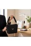 Women's Black Knitted Textured Shoulder Bag - Stylish Hand and Shoulder Bag with Magnetic Magnet-Coated Drawstring Leather Strap (22X32 cm) - 4