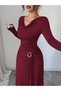 Rochie maxi, vișiniu - 6