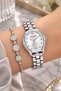 Oval Case Silver Color Women's Wristwatch - 3 Atm Water Resistant Steel Band Japanese Movement Gift Special Boxed Tjb2018C5