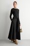Malva women's black dress with lace-up detail, woven poplin skirt, and stretch viscose top. - 3