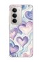 Redmi 15 Compatible Lilac Heart Marble Printed Transparent Phone Case