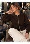 Women's Reversible Zippered Crew Neck Knitted Cardigan 12557 - 4