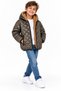 Boy's Water Repellent Diamond Patterned Hooded Coat - 6