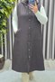 Women's Clothing Plus Size Buttoned Chain Detailed Hooded Quilted Vest - 2