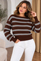 Women's Knitwear Sweater Soft Textured Striped Boat Neck Casual Stylish Sweater