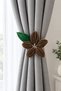 Handmade Chenille Fabric Brown Floral Background Curtain Holder – Decorative Curtain Collector and Curtain Accessory