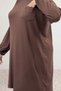 38014 Plus Size Basic Combed Cotton Tunic - Brown - 2