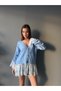 Soft Textured V-Neck Cardigan with Lace Skirt and Sleeves