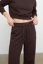Brown Soft Wide-Leg Folded-Waist Jogger Pants