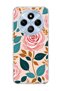 Redmi 14C Compatible Pink Rose Leaf Printed Transparent Phone Case
