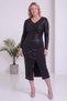 Women's Plus Size Sequin Detailed Midi Length Long Sleeve Slit Woven Dress Black - 3
