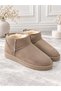 Holly Women's Mink Luxury Suede Fur Inside Warm Lined 2 cm Flat Sole Short Boots Snow Boots