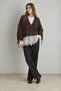 Women's Brown Lace Detailed Wool Blend V-Neck Buttoned Knitwear Cardigan - 2