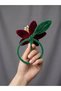 Handmade Chenille Fabric Burgundy Floral Background Curtain Holder – Decorative Curtain Collector and Curtain Accessory - 3