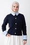 Knitted Patterned Navy Blue Knitwear Cardigan - 2