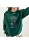 One More Chapter and Maybe a Glass Printed Cotton 3 Thread Count Ribbed Crew Neck Oversize Sweatshirt