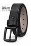 Men's black 3.5 cm stitched detail metal buckle denim and fabric pants belt - 4