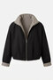 Bomber Jacket with Zipper and Pleated Details - Black