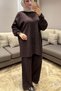 44238 - Stylish, Comfortable, Loose-Fitting Rayon Glittery Knitwear Women's Knitwear Set with Trousers - 4