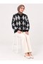 Women's Crew Neck 7-Button Diamond Patterned Bearded Furry Knitwear Cardigan-Black - 6