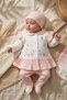Mia Flora 5-Piece Baby Hospital Release Set - Powder Pink Floral Embroidered Ribbed Cotton Baby Set - 3