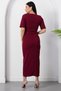 Square neck short sleeve belted crepe dress grs4185 - 7