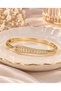 Gold Color Stone Detailed Leaf Patterned Elegant Cuff Bracelet - 2