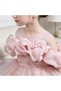 Girl's Dress Dusty Pink Pul Sequined Bow Tutu Princess Birthday Party Dress - 3
