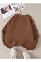 Unisex Brown Crew Neck 3 Thread Basic Plain Sweatshirt - 2