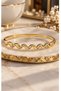 Gold Color Stone Detailed Twisted Model Handcuff Bracelet – Elegant and Stylish Design - 2