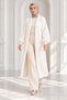 Women's Shawl Collar Hijab Clothing Long Plush Cardigan Balloon Sleeve Textured Winter Wear - 4