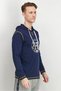 Men Printed Long Sleeve Hooded Sleepwear, Dark Navy Blue - 3