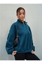 Women's Stand Collar Half Zipper Oversize 3 Thread Basic Sweatshirt - 6