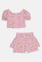 Toddlers Girl 2 Pcs Allover Print Top With Skort Set, Multicolor - 2