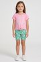 Kids Girl 4 Pieces Graphic Print Top And Shorts Set, Multicolor