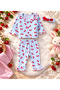 Baby Girl Cherry Patterned Pajama Set Ruffled Long Sleeve Checkered 100% Cotton 6-24 Months 3 Piece with Hair Band - 5