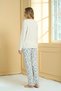 Women's Front Half Buttoned Soft Viscose Melisa Oversized Pajama Set - 3