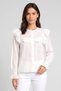 Women Crew Neck Long Sleeve Eyelet Shirt, White