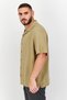 Men Regular Fit Plain Short Sleeves Casual Shirt, Light Brown - 4