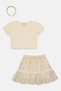 Kids Girl 3 Pcs Knitted Top And Skirt With Headband Set, Multicolor - 2