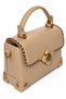 Beige Logo and Staple Detailed Box Design Women's Hand and Shoulder Bag - 3