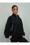 Women's Stand Collar Half Zipper Oversize 3 Thread Basic Sweatshirt - 6