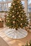 Pine Tree Skirt Cover 120 cm Gold Piping White Damask Patterned Christmas Cover - 2