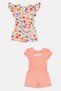 Toddlers Girl 2 Pieces Floral Print Playsuit, Multicolor - 2