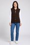 Women Knitted Sleeveless Cardigan, Dark Brown - 2