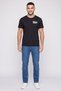 Men Crew Neck Short Sleeve Graphic Print T-Shirt, Navy Blue - 2