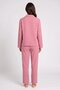 Women 2 Pieces Textured Long Sleeve Shirt And Pants Pajama Set, Dark Fuchsia - 4