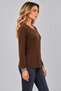 Women's Long Sleeve V-Neck Ring Zipper Detailed Viscose Blouse Soft Textured Relaxed Fit Casual Stylish Blouse - 3