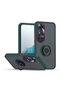 Oppo a60 compatible case with ring stand, extra impact protection hard silicone cover - green